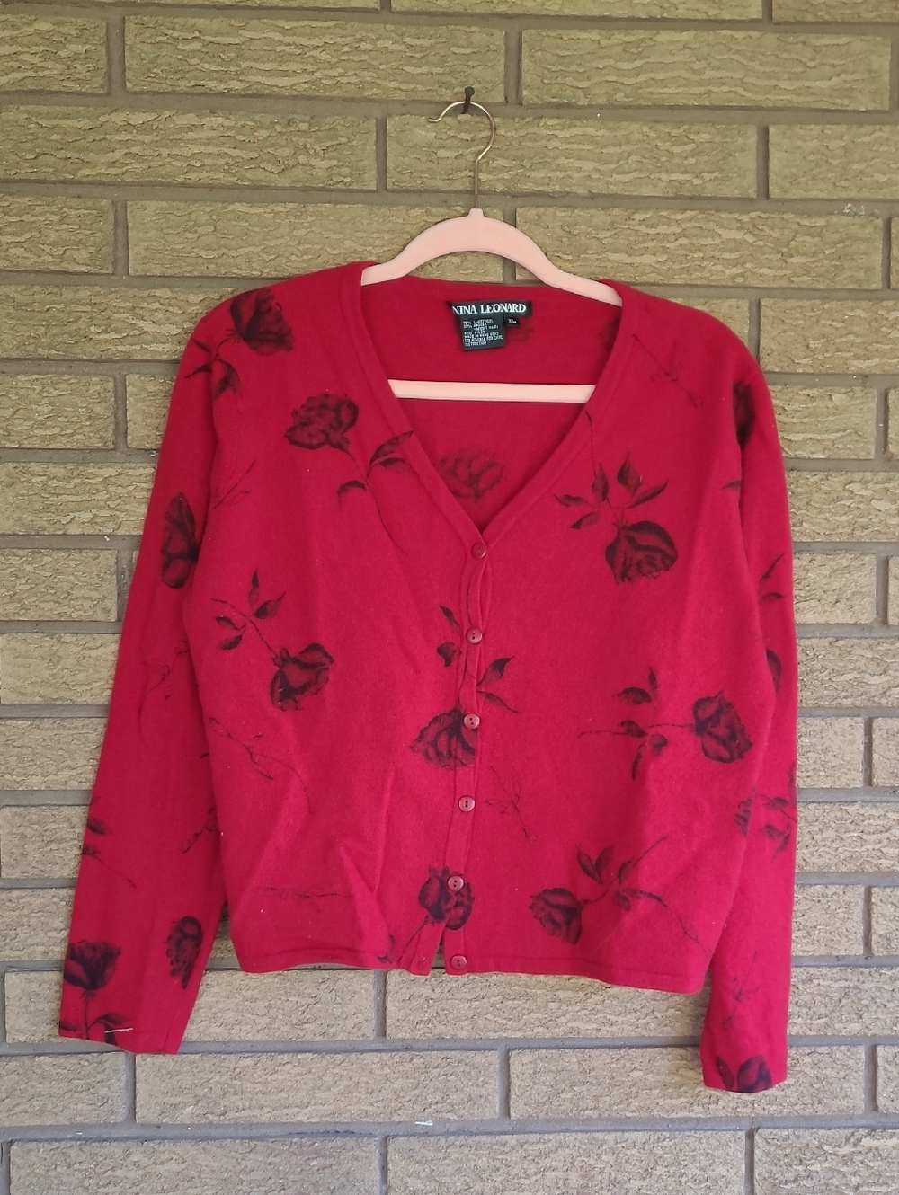 Nina Leonard Floral Cardigan
